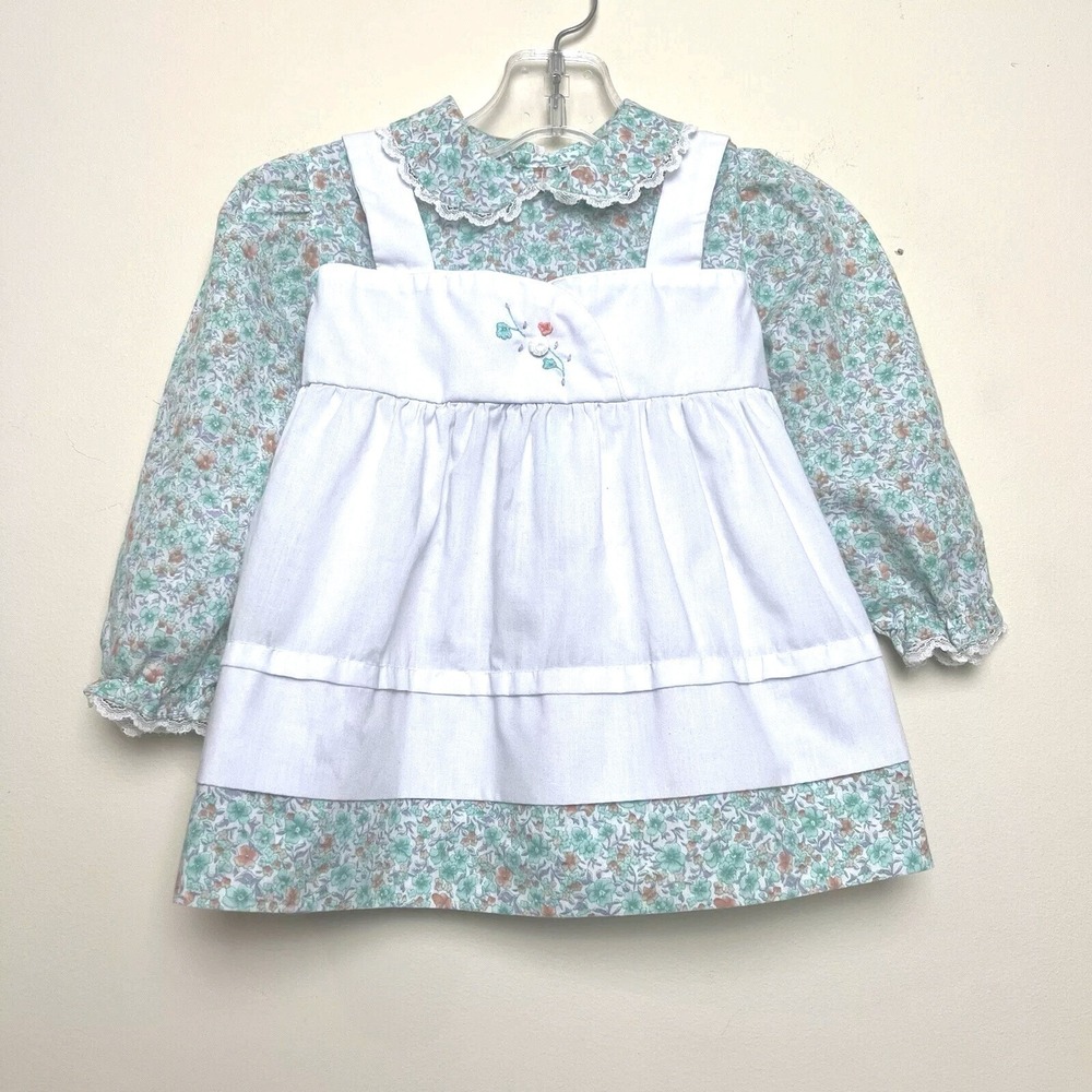 Nanas Pet Dress for J.C Penney Infant Blue Floral Long Sleeves‎ White Apron